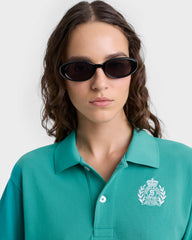 H&W Crest Pique Polo - Spring Green/White Sporty & Rich For Sale