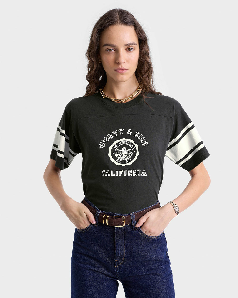California Emblem Rugby Tee - Faded Black Sporty & Rich US