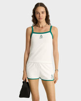 Crown Tennis Pique Tank - White/Alpine Sporty & Rich Outlet