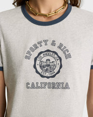 California Emblem Soft Ringer Tee - Heather Gray/Navy Sporty & Rich Sale