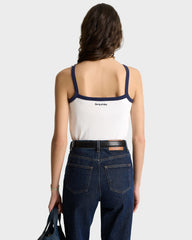 Eden Crest Embroidered Pique Tank - White/Navy Sporty & Rich For Sale
