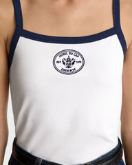 Eden Crest Embroidered Pique Tank - White/Navy Sporty & Rich For Sale