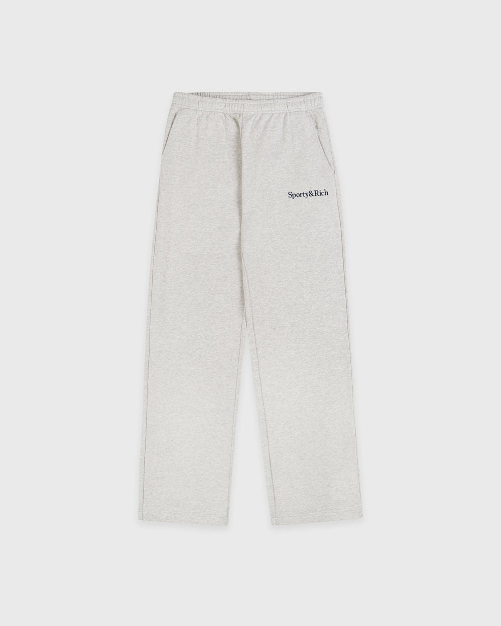 Serif Logo Embroidered Wide Sweatpant - Heather Gray Sporty & Rich Sale