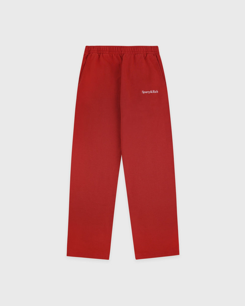 Serif Logo Embroidered Wide Sweatpant - Faded Merlot/White Sporty & Rich Discount