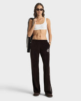 NY Crest Velour Sweatpant - Chocolate/Ecru Sporty & Rich US