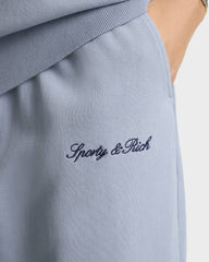 Signature Logo Embroidered Wide Sweatpant - Faded Blue/Navy Sporty & Rich US
