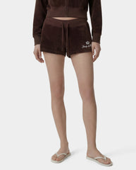 Juicy Script Velour Short - Chocolate Sporty & Rich Outlet