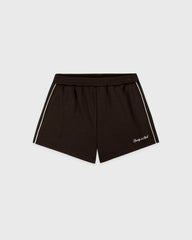 Serif Logo Retro Track Short - Cioco/White Sporty & Rich For Sale
