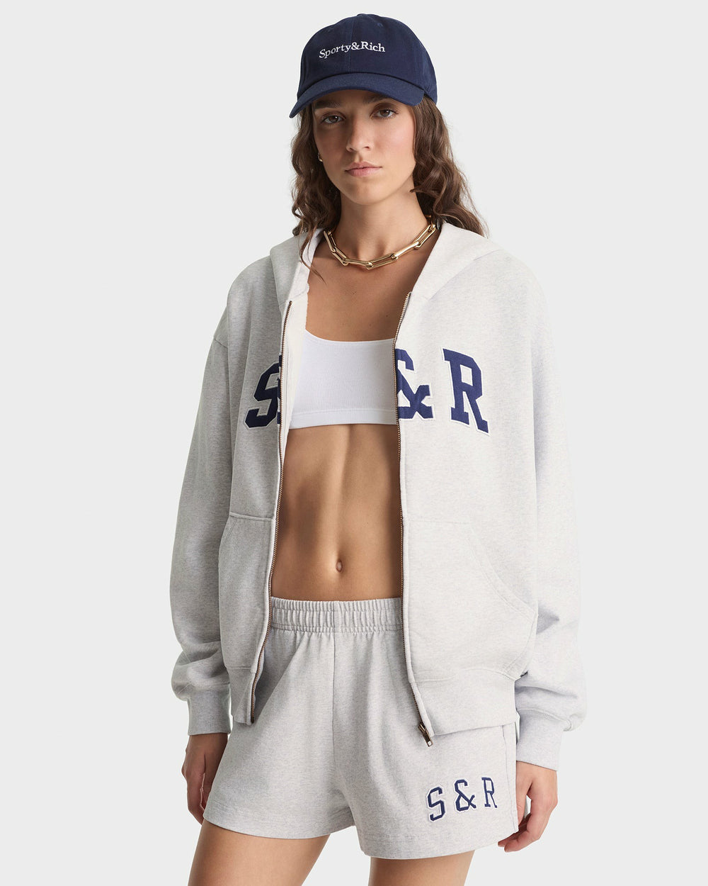 S&R Ivy Disco Short - Heather Gray/Navy Sporty & Rich Discount