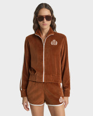 NY Crest Velour Track Short - Tobacco/White Sporty & Rich US