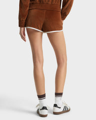 NY Crest Velour Track Short - Tobacco/White Sporty & Rich US
