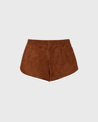 NY Crest Velour Track Short - Tobacco/White Sporty & Rich US