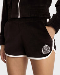 NY Crest Velour Track Short - Chocolate Sporty & Rich Sale