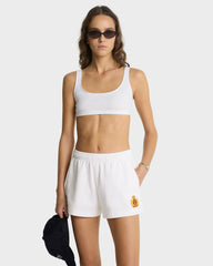 NY Crest Embroidered Disco Short - White Sporty & Rich Sale