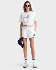 H&W Crest Embroidered Disco Short - White/Navy Sporty & Rich Sale