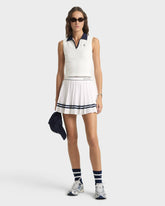 Serif Logo Pleated Skirt - White/Navy Sporty & Rich Online