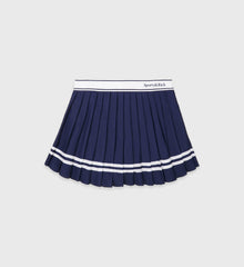 Serif Logo Pleated Skirt - Navy/White Sporty & Rich Outlet