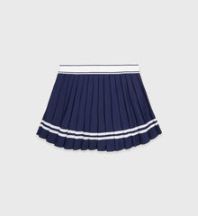 Serif Logo Pleated Skirt - Navy/White Sporty & Rich Outlet