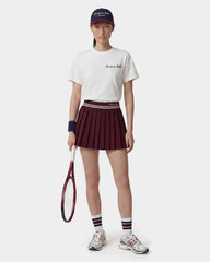 Signature Logo Abigail Skirt - Bordeaux/White Sporty & Rich For Sale