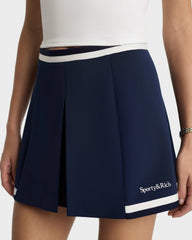 Serif Logo Mila Skirt - Navy/White Sporty & Rich For Sale