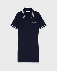 Signature Logo Mini Cable Dress - Navy/White Sporty & Rich US