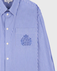 NY Crest Oversized Shirt - Blue Striped Sporty & Rich Discount