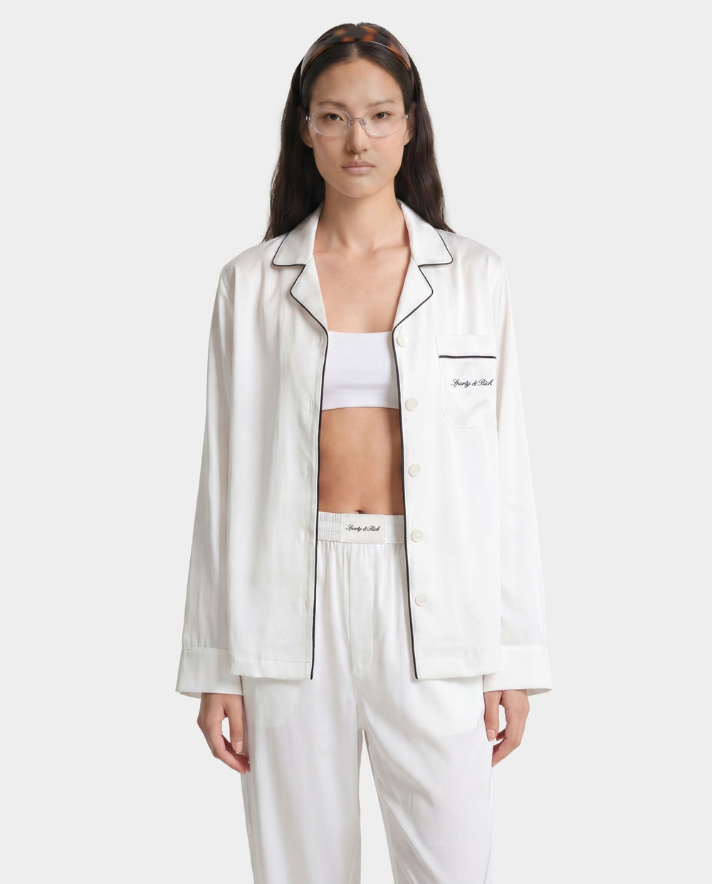 Signature NY Pyjama Shirt - White Sporty & Rich US