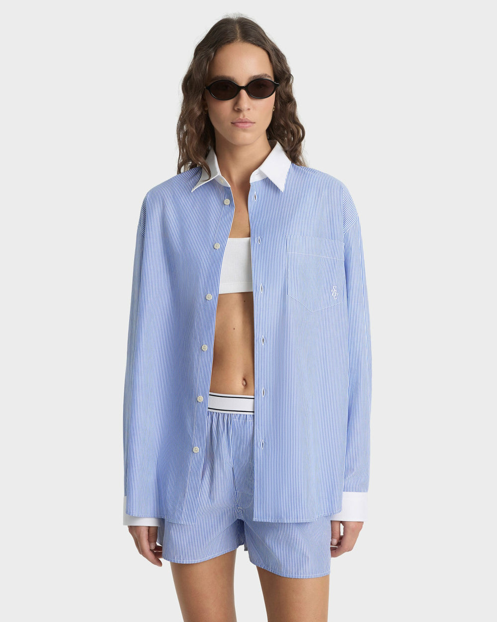 SRC Oversized Shirt - Navy Stripe Sporty & Rich For Sale