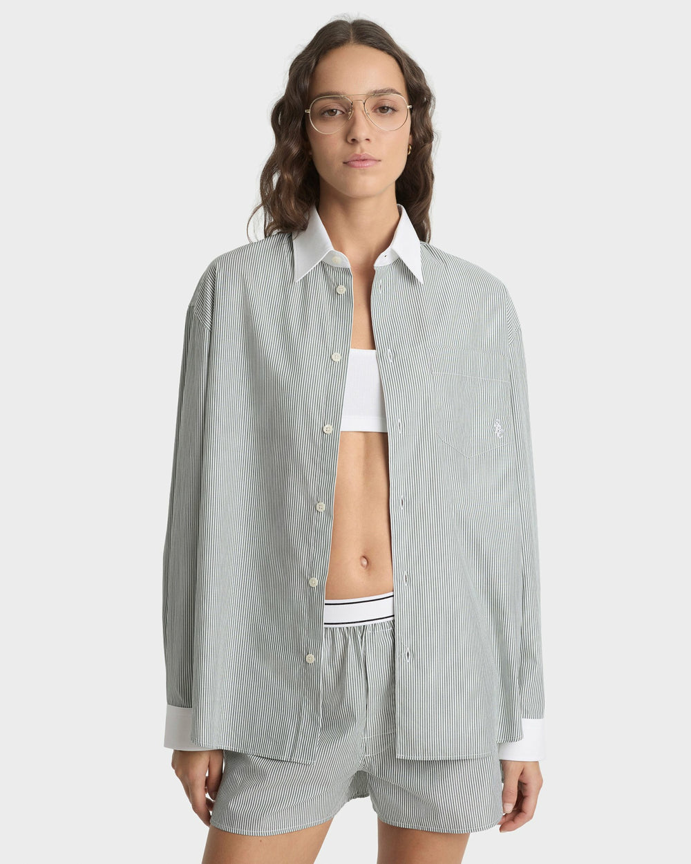SRC Oversized Shirt - Forest striped Sporty & Rich US
