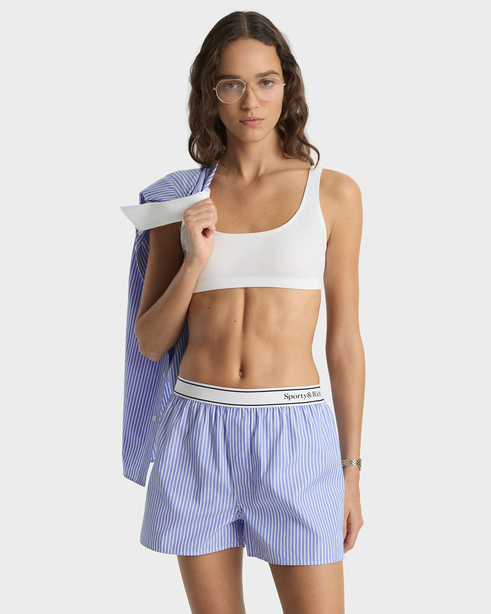 Serif Logo Boxer - Navy Stripe Sporty & Rich Sale