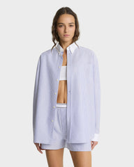 SRC Oversized Oxford Shirt - Navy Stripe Sporty & Rich Online