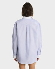 SRC Oversized Oxford Shirt - Navy Stripe Sporty & Rich Online