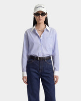 SRC Oversized Shirt - Blue Striped Sporty & Rich Sale
