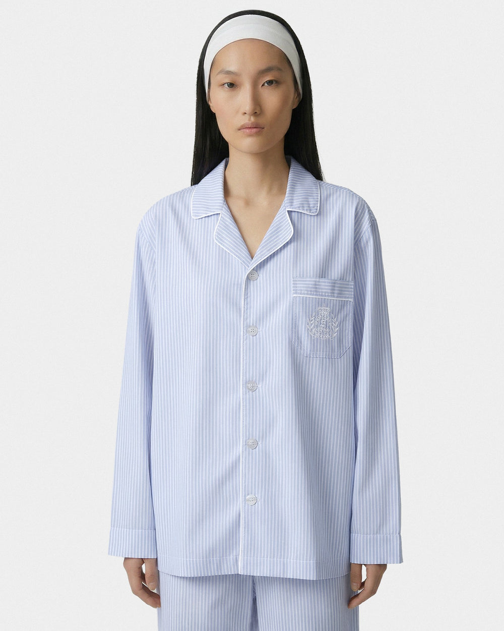 NY Crest Pyjama Shirt - Blue Striped Sporty & Rich Outlet