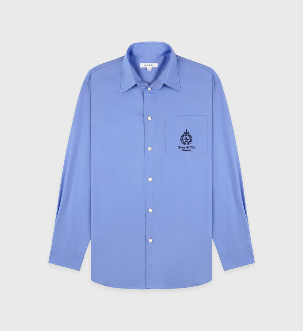 Crown Tennis Oversized Shirt - Flax blue Sporty & Rich Online