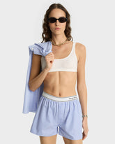 Italic Logo Boxer Short - Light Blue Striped Sporty & Rich Discount