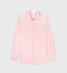 Eden Script Oversized Shirt - Pink/White Thin Stripe Sporty & Rich Outlet