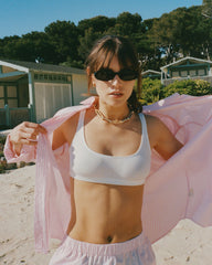 Eden Script Oversized Shirt - Pink/White Thin Stripe Sporty & Rich Outlet