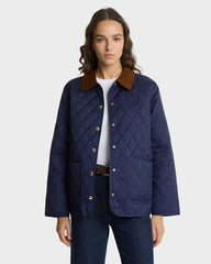 NY Crest Nylon Quilted Jacket - Navy/Tan Sporty & Rich Sale