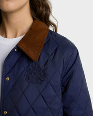 NY Crest Nylon Quilted Jacket - Navy/Tan Sporty & Rich Sale
