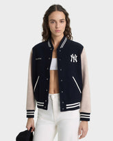 Yankees Curve Wool Varsity Jacket - Navy/Ecru Sporty & Rich For Sale