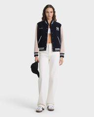 Yankees Curve Wool Varsity Jacket - Navy/Ecru Sporty & Rich For Sale
