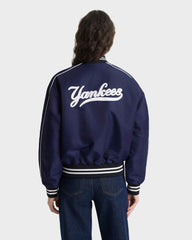 Yankees Curve Nylon Varsity Jacket - Navy/White Sporty & Rich Outlet
