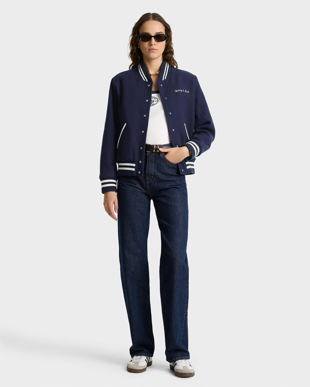 Eden Crest Varsity Jacket Women - Navy/White Sporty & Rich US