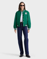 Royal Club Nylon Varsity Jacket - Spring Green/White Sporty & Rich Sale
