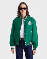 Royal Club Nylon Varsity Jacket - Spring Green/White Sporty & Rich Sale
