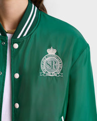 Royal Club Nylon Varsity Jacket - Spring Green/White Sporty & Rich Sale