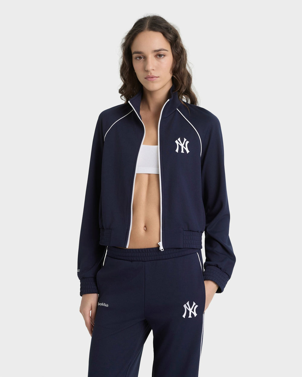 Heritage Yankees Serif Retro Track Jacket - Navy/White Sporty & Rich Discount