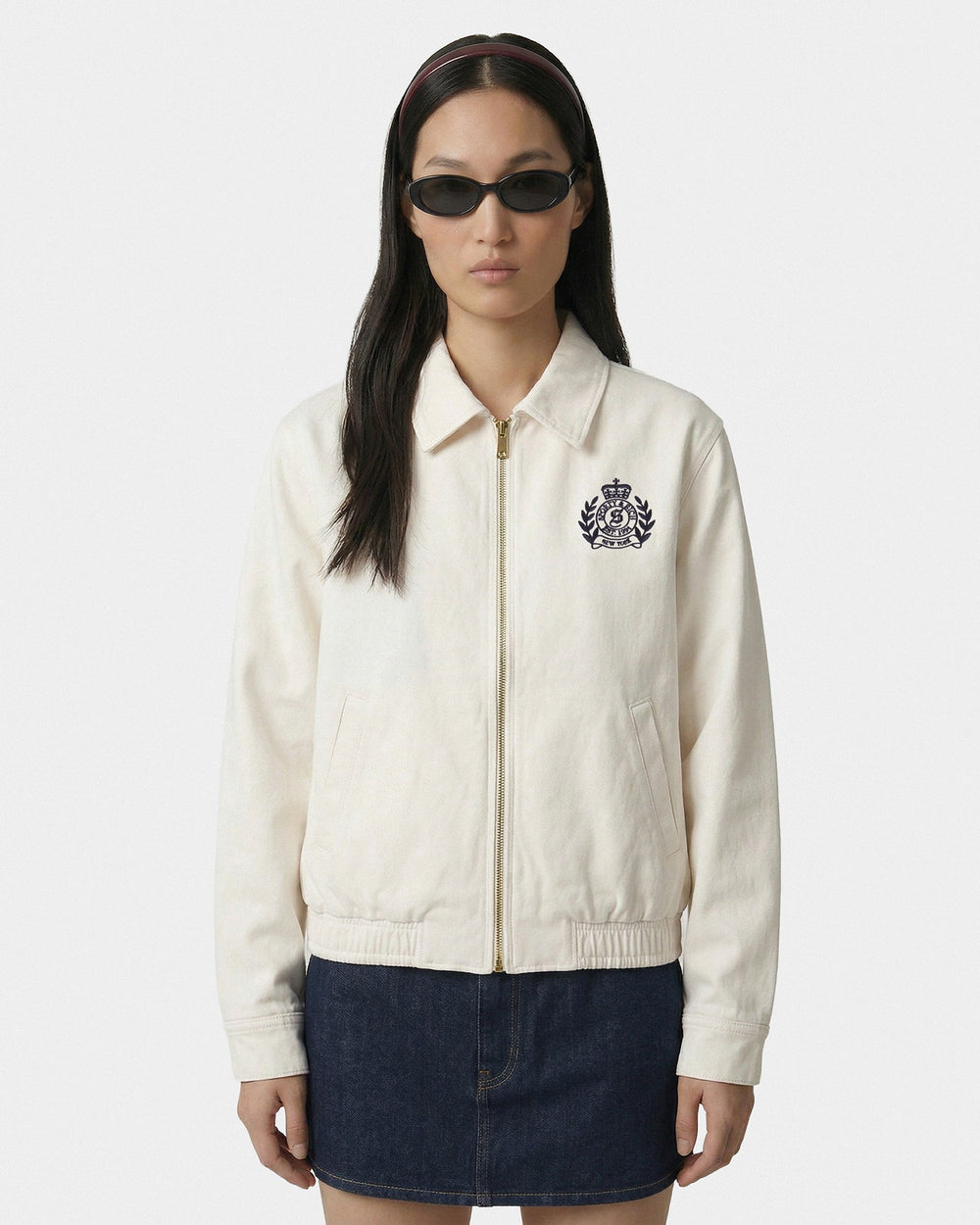 NY Crest Prep Jacket - Ecru/Navy Sporty & Rich Discount