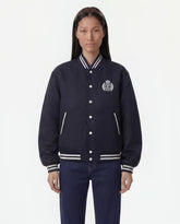 H&W Crest Oversized Varsity Jacket - Dark Navy Sporty & Rich Discount
